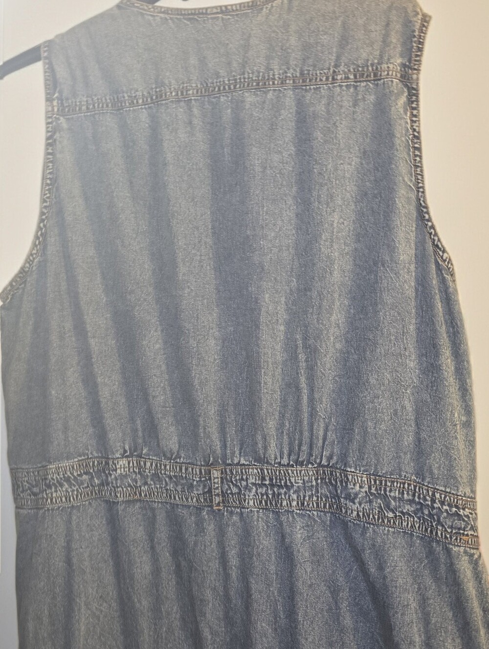 Sleeveless Denim Chambray Maxi Dress in Washed Blue ASHLEY STEWART SIZE 24 - Picture 3 of 4